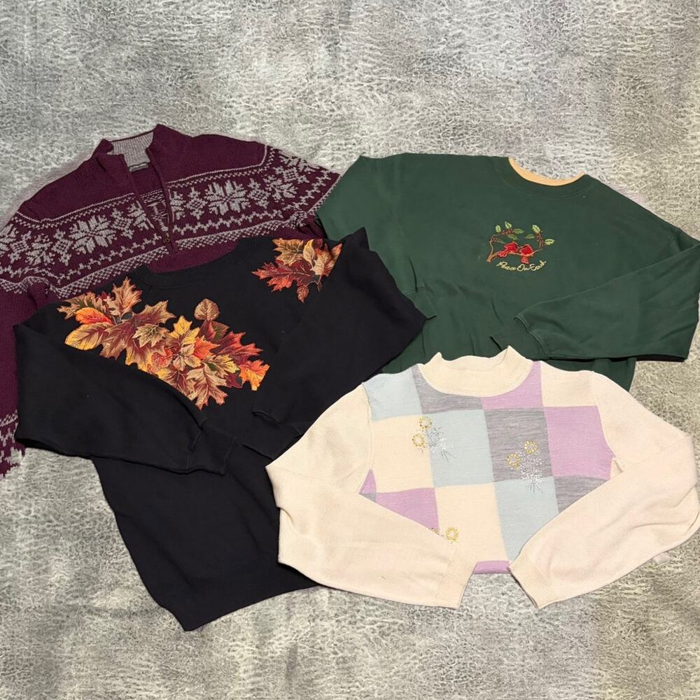 Womens Vintage Holiday Sweater Bundle of 4